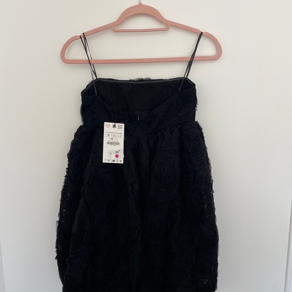 ZARA Black Floral Mini Dress S | Blogger Fav | Coquette Balletcore Party Glam - Picture 6 of 6